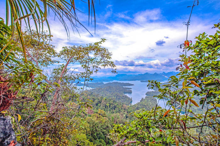 我们爬到陡峭的山顶去看风景