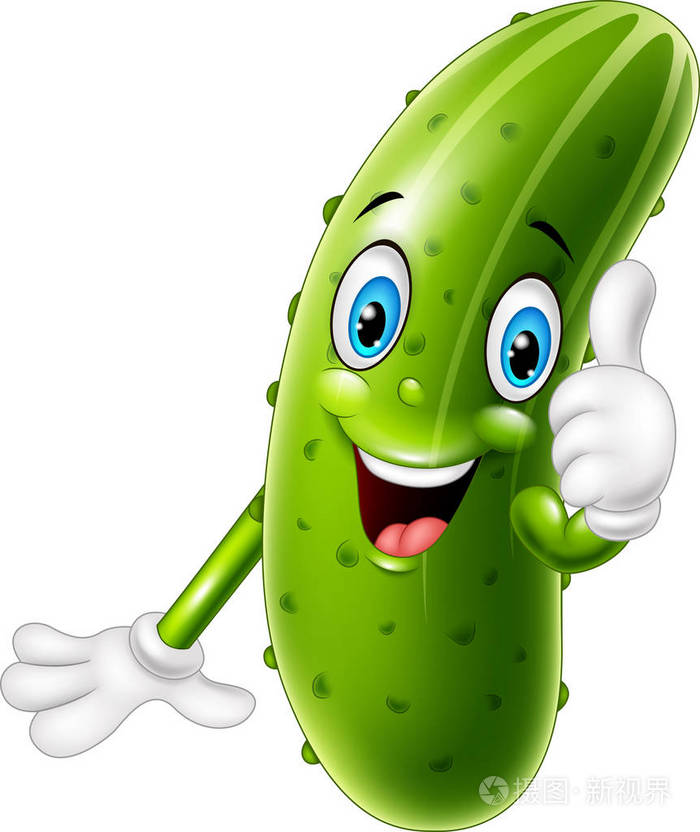 卡通黄瓜放弃竖起大拇指