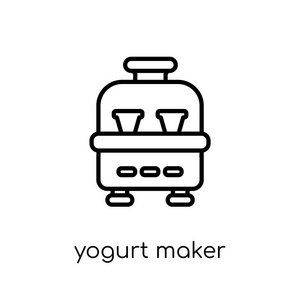 酸奶制造商图标。时尚现代平面线性矢量酸奶制造商图标在白色背景从细线厨房收藏, 概述向量例证