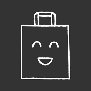 存储向量素描图标微笑购物袋字符粉笔图标.销售, 特别优惠.购物愉快.