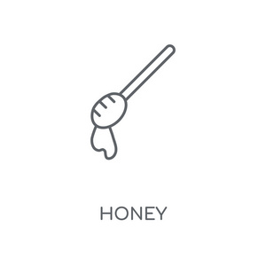 蜂蜜线性图标。蜂蜜概念笔画符号设计。薄的图形元素向量例证, 在白色背景上的轮廓样式, eps 10