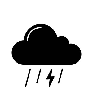 雷暴标志符号图标.雷雨.暴风雨.闪电下雨.雨天.雨,云和闪电.天气预报.