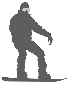 白色背景上的银色滑雪板平面图标