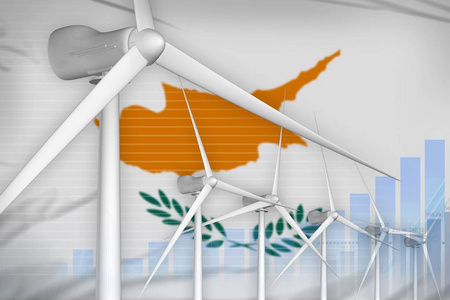 塞浦路斯风能功率数字图概念替代能源工业插图。3d 插图