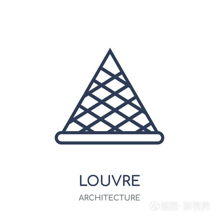 卢浮宫线性符号设计从建筑收藏.简单的大纲元素向量例证在白色背景