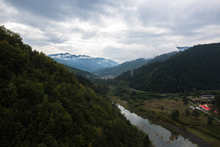 从顶部的森林和山脉景观