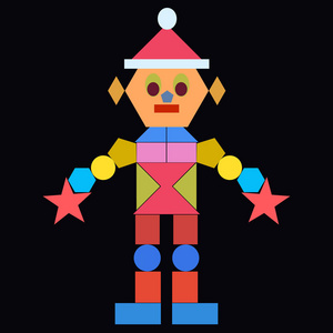帽子上的创意机器人, 五颜六色的几何形状照片