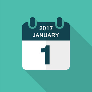 2017 年 1 月 1 日的日历图标矢量
