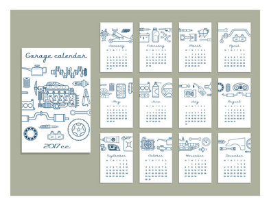 手工绘制的日历为车库图片