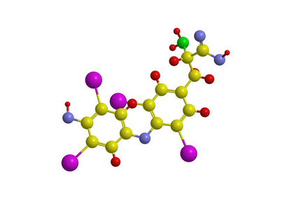 分子结构的甲状腺素，3d 渲染