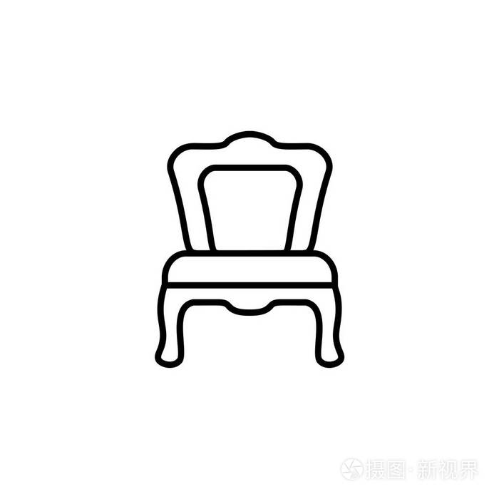 插画 餐椅的黑白向量插图.现代座椅的线条图标.