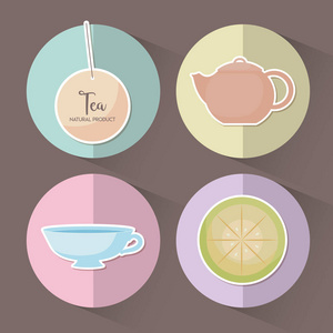 茶杯配茶壶和柠檬茶