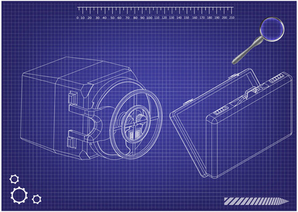 蓝色的保险箱和外壳