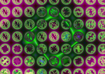 不同分形圆圈的抽象花卉图案