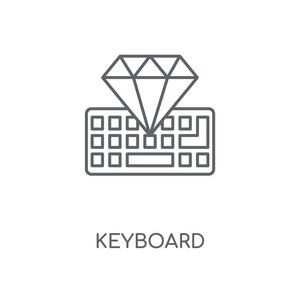 键盘线性图标。键盘概念笔划符号设计。薄的图形元素向量例证, 在白色背景上的轮廓样式, eps 10