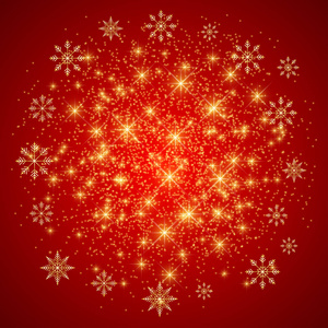 圣诞快乐新的一年背景与金色雪花。矢量图
