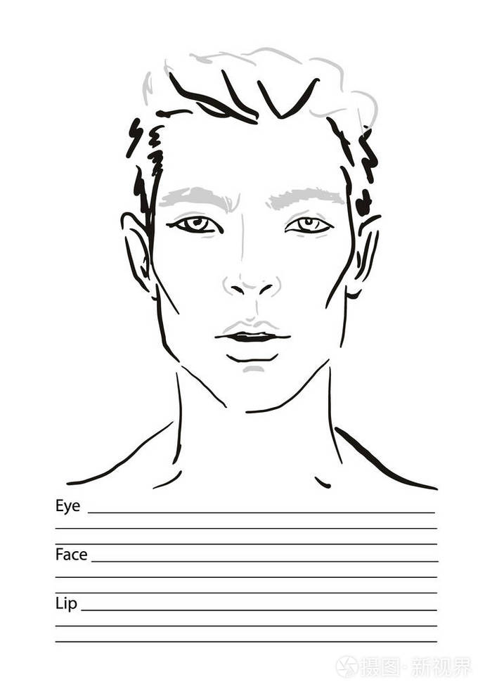 插画 男人的脸图表化妆艺术家空白.模板.矢量图.eps
