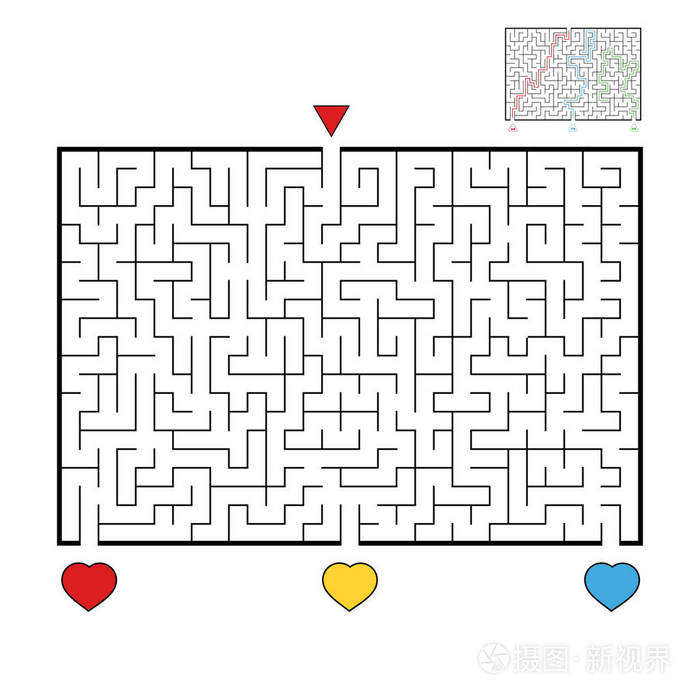 抽象矩形大迷宫.游戏的孩子和成人.儿童拼图.找到正确的出路.