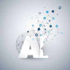人工智能物联网与智能技术概念设计与 Ai 标志和图标