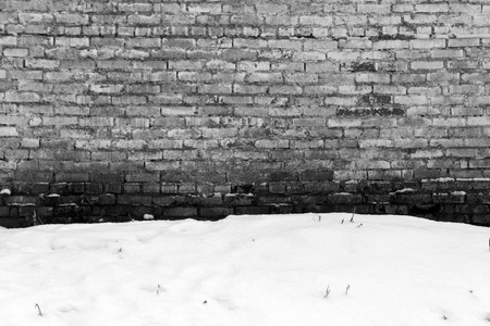 Grunge 的砖墙和雪