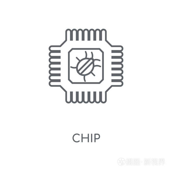 芯片线性图标.芯片概念笔画符号设计.