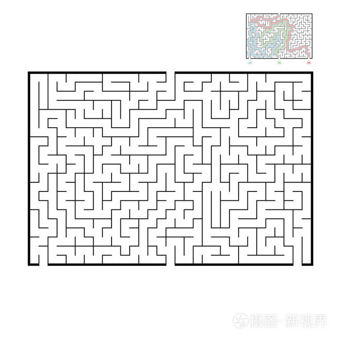 抽象矩形大迷宫.游戏的孩子和成人.儿童拼图.找到正确的出路.