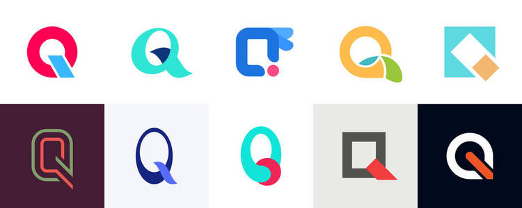 q图字母 q 徽标集.图标设计.模板元素. 矢量符号的集合照片