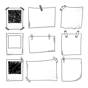 矢量记事本, 相框。涂鸦矢量插图。手绘复古, 现代套装