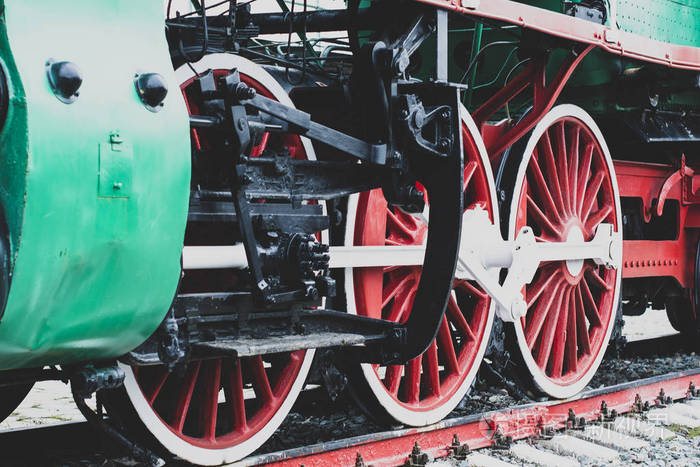 一对轮子.复古蒸汽机车.老式.复古风格