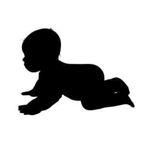 婴儿的向量剪影在白色背景