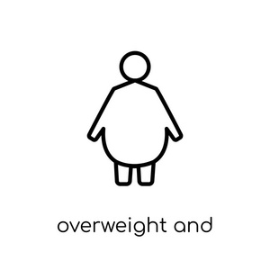 超重和肥胖图标。时尚现代扁平线性矢量超重和肥胖图标在白色背景从细线疾病汇集, 可编辑的概述冲程向量例证