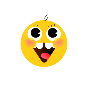 图标在微笑.向量.扁平化的人脸的例证.圆形标志.表情符号黄色的脸.