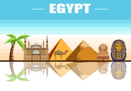 埃及背景与大狮身人面像和金字塔