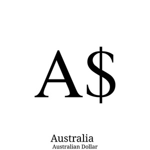 在白色背景查出的黑澳元货币符号照片