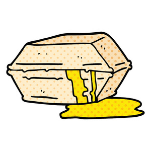 漫画书风格的卡通油腻拿出食物照片