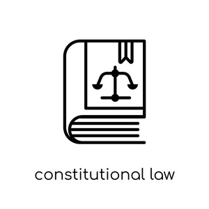 宪法的图标。时尚现代平面线性向量宪法图标在白色背景上从细线法律和正义汇集, 可编辑的概述冲程向量例证