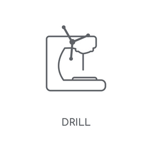 钻线性图标。钻取概念笔画符号设计。薄的图形元素向量例证, 在白色背景上的轮廓样式, eps 10