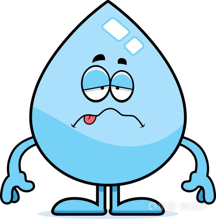 生病的卡通水滴