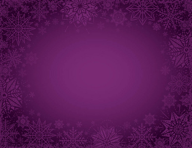 紫色圣诞节背景与雪花和星的框架, 向量例证