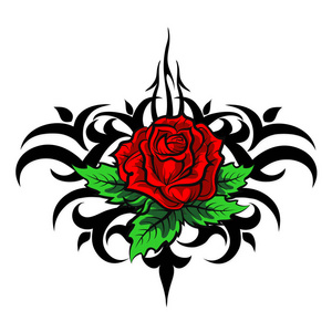 玫瑰花骨朵纹身图片-玫瑰花骨朵纹身素材-玫瑰花骨朵纹身插画-摄图新