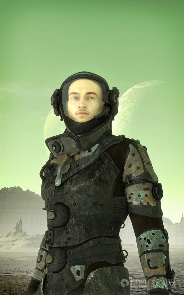 未来宇航员在外星球上