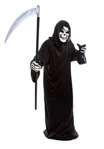 这位亡灵的鬼魂穿着一件黑色长袍来代表十月的万圣节假期.