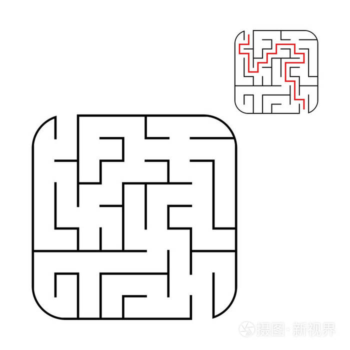 迷宫难题.在白色背景查出的平的向量例证插画-正版商用图