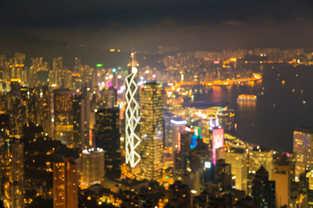 模糊散景灯香港城市夜景图片