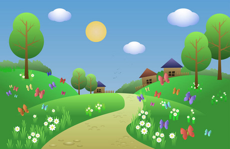 小山和雏菊图片-小山和雏菊素材-小山和雏菊插画-摄图新视界