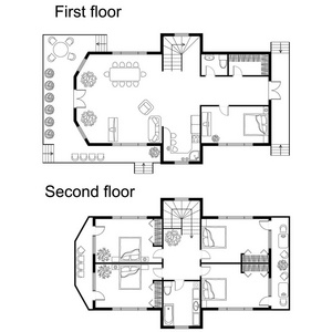 双层房子的建筑平面图