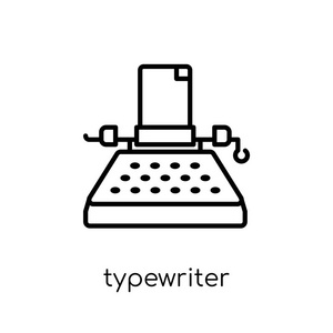 打字机图标。时尚现代平面线性向量类型作者图标在白色背景上从细线法律和正义汇集, 可编辑的概述冲程向量例证