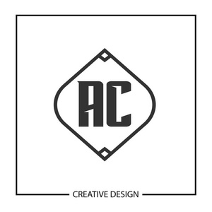 初始字母 ac 徽标模板设计向量插图