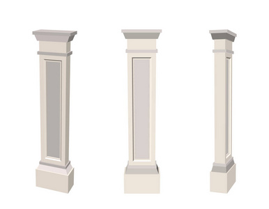 柱柱柱。隔离在白色背景上。3d 矢量插图。不同的视图