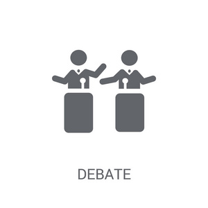辩论图标。时尚辩论标志概念在白色背景从政治汇集。适用于 web 应用移动应用和打印媒体